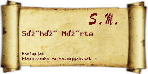 Sáhó Márta névjegykártya