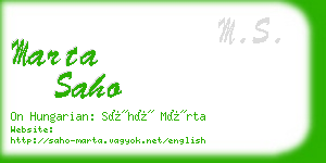 marta saho business card